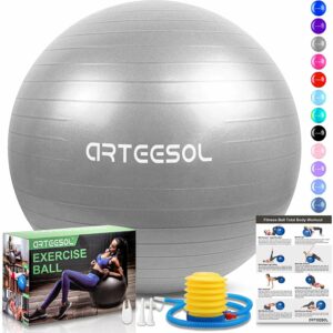 arteesol Balón de Ejercicio Anti-explosión, 45cm 55cm 65cm 75cm Fitness Yoga Ball Estabilizador de balón de Equilibrio Resistente con Bomba rápida para Core Force
