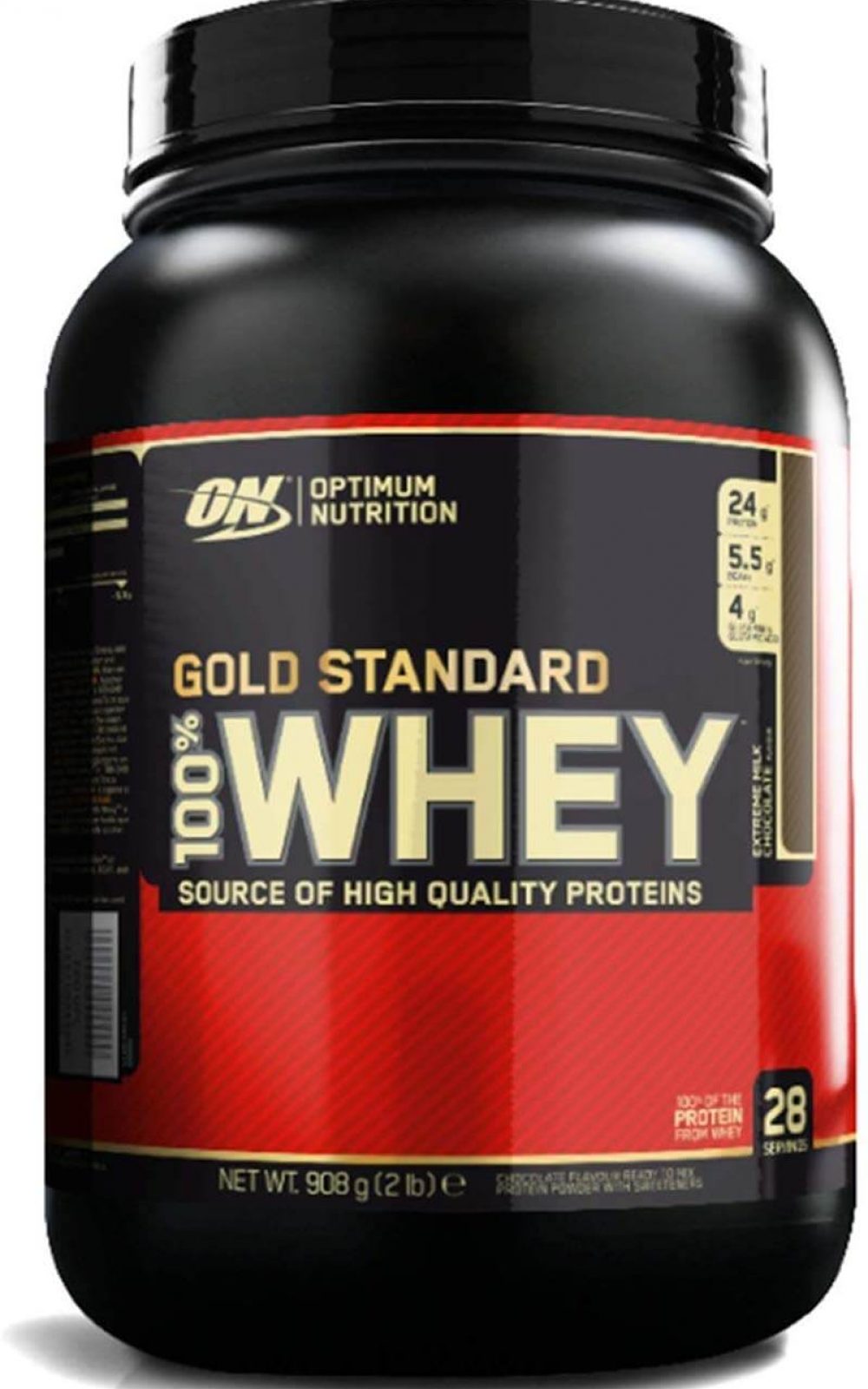 Optimum Nutrition ON Gold Standard 100% Whey Proteína en Polvo Suplementos Deportivos con Glutamina y Aminoacidos Micronizados Incluyendo BCAA, Extremo Chocolate con Leche, 28 Porciones, 900 gr